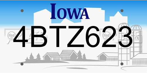 4BTZ623 Iowa License Plate