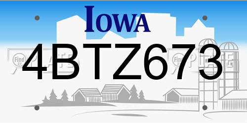 4BTZ673 Iowa License Plate