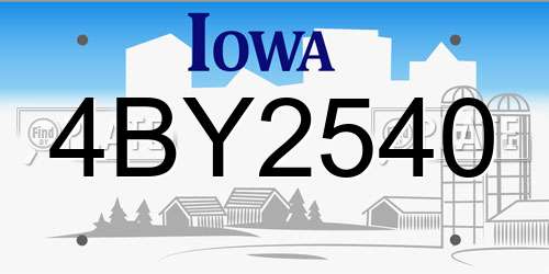 4BY2540 Iowa License Plate