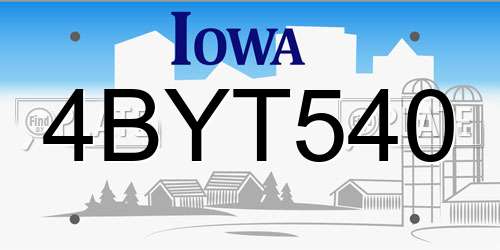 4BYT540 Iowa License Plate
