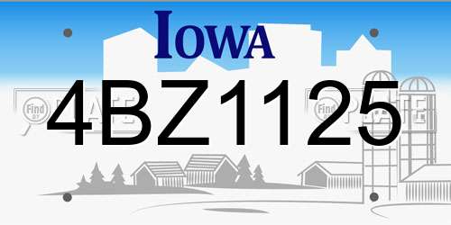 4BZ1125 Iowa License Plate