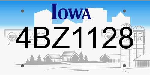 4BZ1128 Iowa License Plate