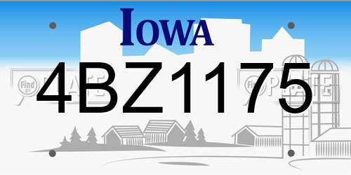 4BZ1175 Iowa License Plate