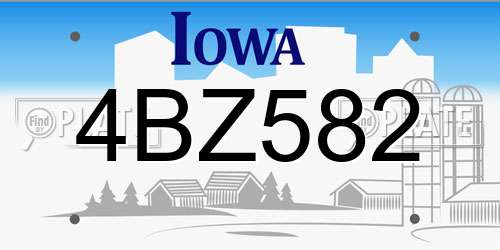 4BZ582 Iowa License Plate
