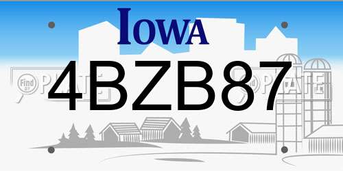 4BZB87 Iowa License Plate