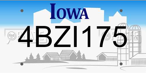 4BZI175 Iowa License Plate