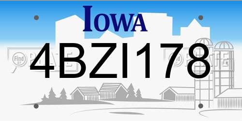 4BZI178 Iowa License Plate