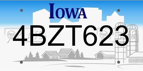 4BZT623 Iowa License Plate