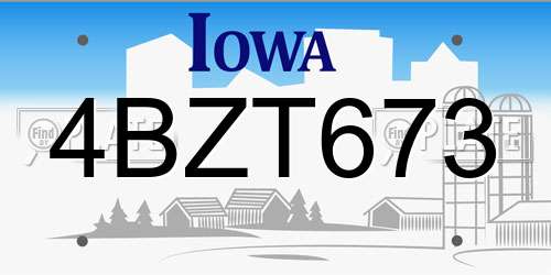 4BZT673 Iowa License Plate