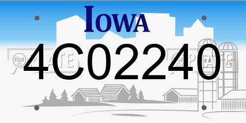 4C02240 Iowa License Plate