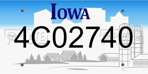 4C02740 Iowa License Plate