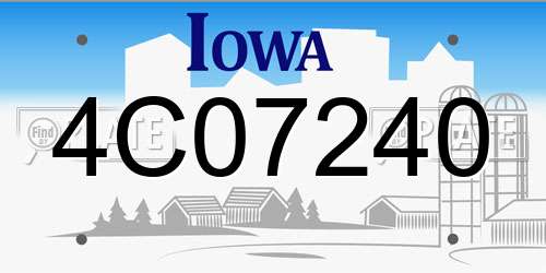 4C07240 Iowa License Plate