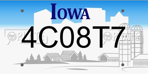 4C08T7 Iowa License Plate