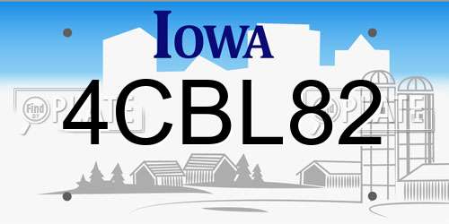 4CBL82 Iowa License Plate