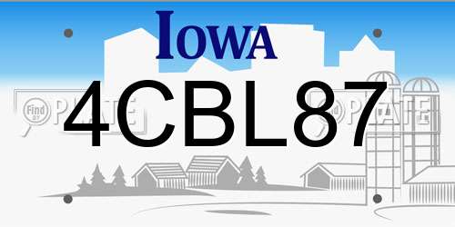 4CBL87 Iowa License Plate