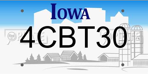 4CBT30 Iowa License Plate