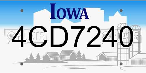 4CD7240 Iowa License Plate