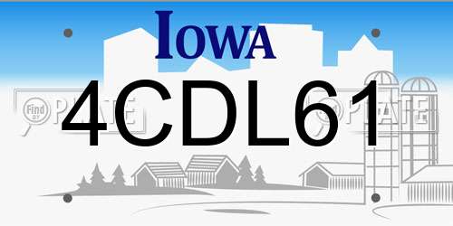 4CDL61 Iowa License Plate