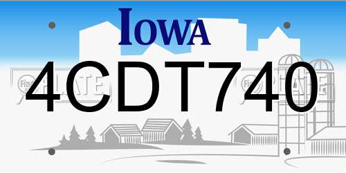 4CDT740 Iowa License Plate