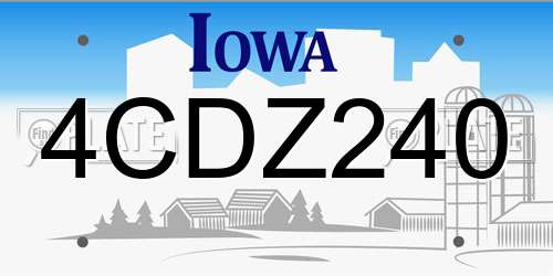 4CDZ240 Iowa License Plate