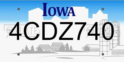 4CDZ740 Iowa License Plate