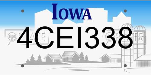 4CEI338 Iowa License Plate