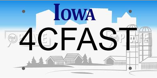 4CFAST Iowa License Plate