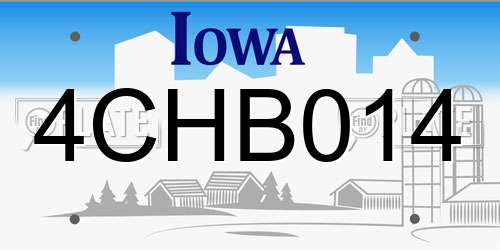 4CHB014 Iowa License Plate