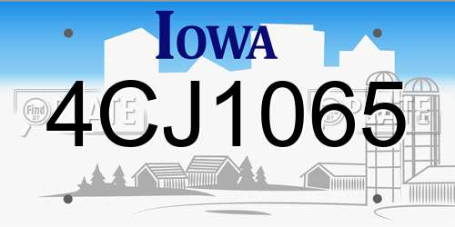 4CJ1065 Iowa License Plate