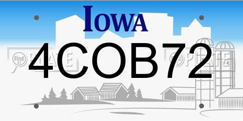 4COB72 Iowa License Plate