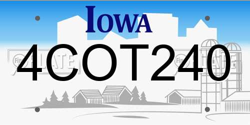 4COT240 Iowa License Plate