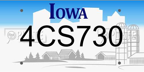 4CS730 Iowa License Plate