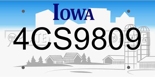 4CS9809 Iowa License Plate