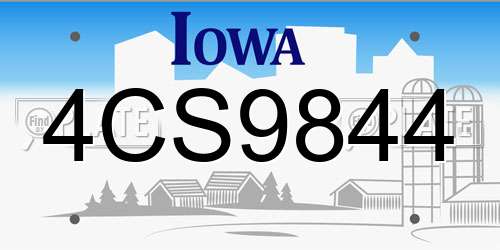 4CS9844 Iowa License Plate