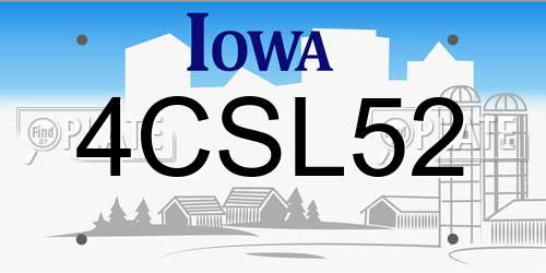 4CSL52 Iowa License Plate