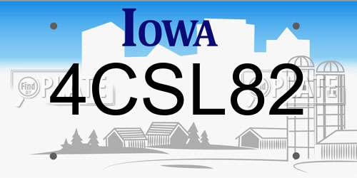 4CSL82 Iowa License Plate