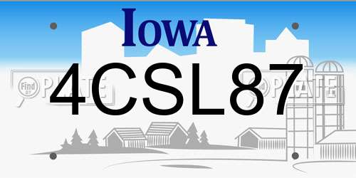 4CSL87 Iowa License Plate
