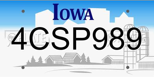 4CSP989 Iowa License Plate