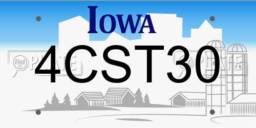 4CST30 Iowa License Plate