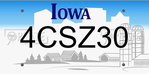 4CSZ30 Iowa License Plate