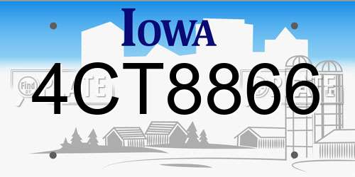 4CT8866 Iowa License Plate
