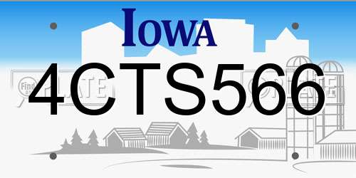 4CTS566 Iowa License Plate