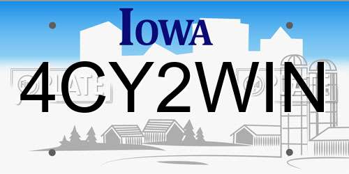 4CY2WIN Iowa License Plate