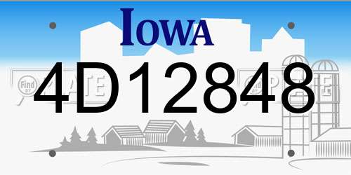4D12848 Iowa License Plate