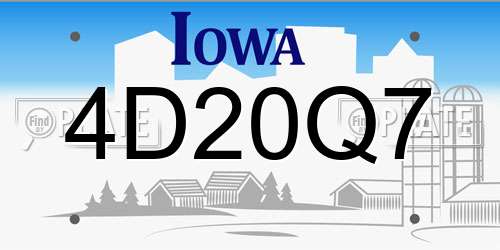 4D20Q7 Iowa License Plate