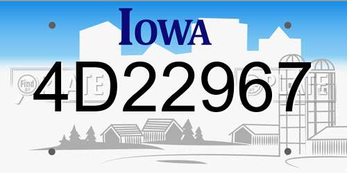 4D22967 Iowa License Plate