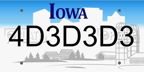 4D3D3D3 Iowa License Plate