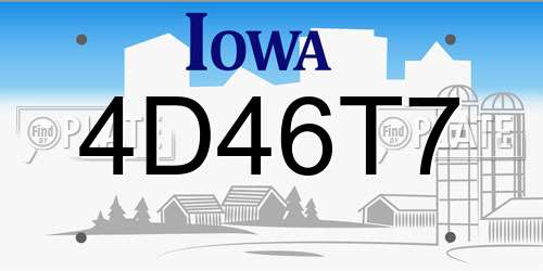 4D46T7 Iowa License Plate
