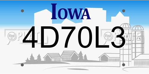 4D70L3 Iowa License Plate