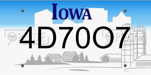 4D70O7 Iowa License Plate